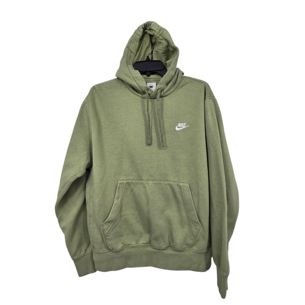 Nike Embroidered Logo Fleece Hoodie Men's M Green Pocket Outdoor Athletic